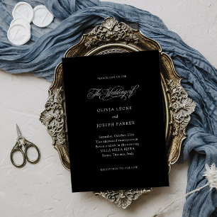 Black Minimal Italian Elegance Wedding Invitation