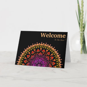 Black Minimal Mandala Welcome Wishing Card