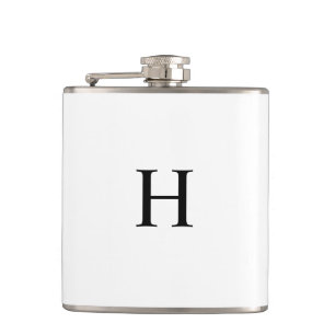 Black Minimal Modern Elegant Monogram Hip Flask