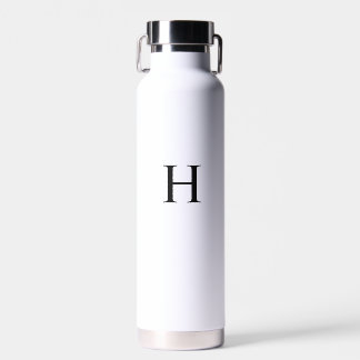 Black Minimal Modern Elegant Monogram Water Bottle