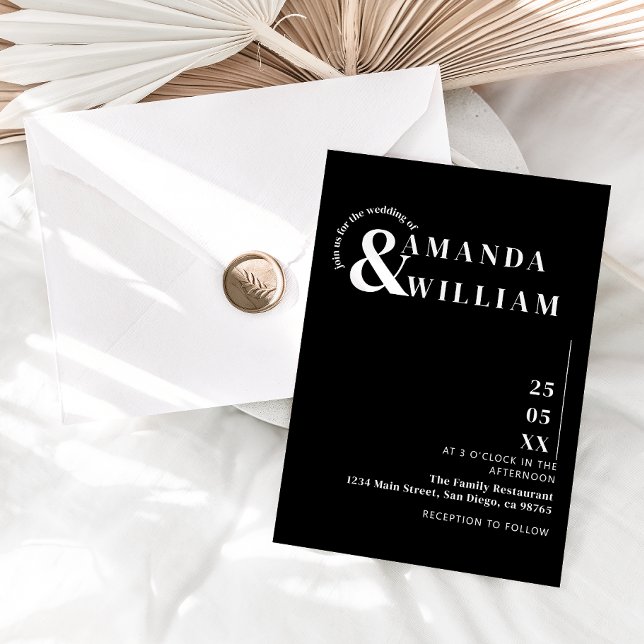Black Minimal Modern QR Code Simple Wedding Invitation (Creator Uploaded)