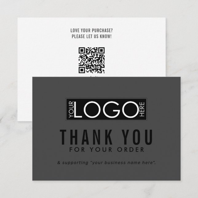 Black Minimal Modern Thank You For Shopping Card (Front/Back)