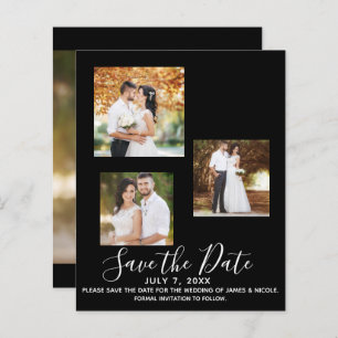 Black Minimal Modern Wedding Photo Save the Date