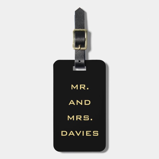 Black Minimal Personalised Bag Tag (Front Vertical)