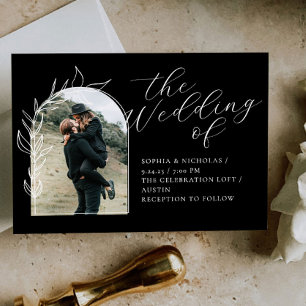 Black Minimal Photo Wedding Invitation
