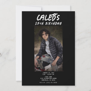 Black Minimal Photography Photo Birthday Party Invitation