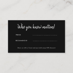 Black Minimal Referral Friend Coupon Appointment Card