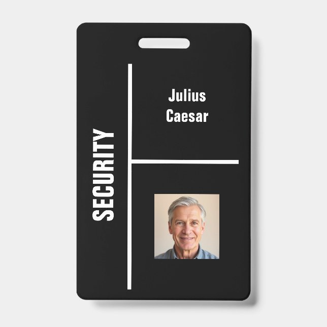 Black Minimal Security Event ID Badge (Front)