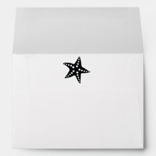 Black Minimal Starfish Wedding Invitation Envelope