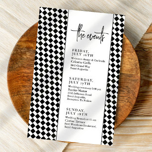 Black Minimal Text Wedding Events Timeline
