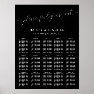 Black Minimal Wedding Seating Chart