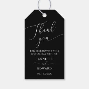 Black Minimal Wedding Thank You Gift Tags