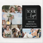 Black Minimal Your Logo Photo Collage Photographer Mouse Mat<br><div class="desc">Photo collage small business mouse pad for a professional photographer featuring four photos so you can showcase your work,  and your logo along with name and title.</div>