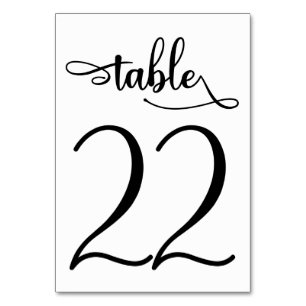 Black minimalist 3.5x5 table number   Table 22