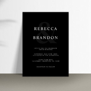 Black Minimalist Ampersand All in One Wedding Invitation