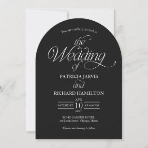 Black Minimalist Arch Wedding Elegant Photo  Invitation