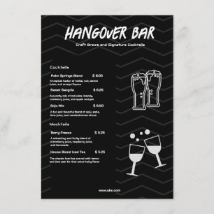 Black Minimalist Bar Drink  Menu