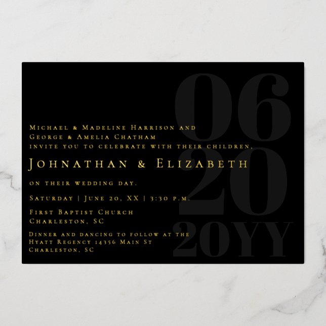 Black Minimalist Bold Type Photo Wedding (Front)