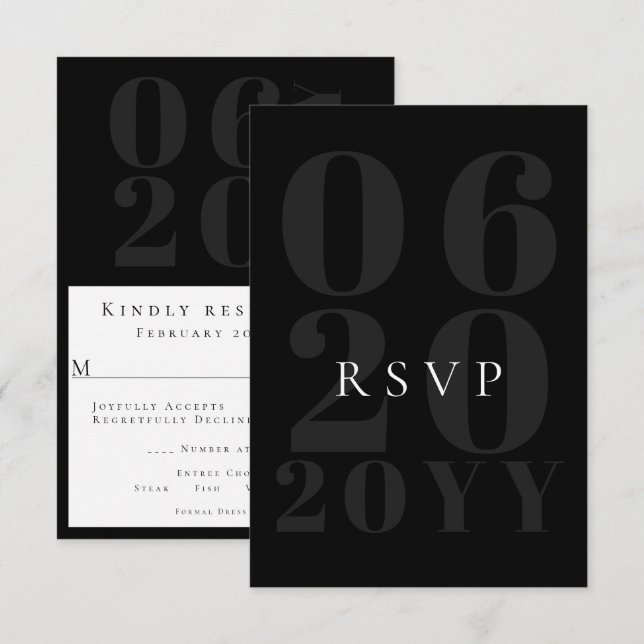 Black Minimalist Bold Type Wedding RSVP (Front/Back)