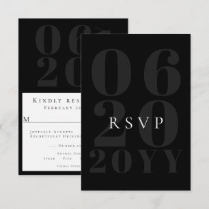 Black Minimalist Bold Type Wedding RSVP Card