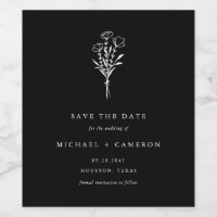 Black Minimalist Botanical Save the Date
