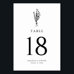 Black Minimalist Botanicals Wedding Table Number<br><div class="desc">Add these customisable floral minimalist table numbers cards to your event's tablescape. It features a modern floral bouquet line art with simple typography. Personalise these table numbers cards by adding the table numbers, names, and event date. This floral table numbers card is perfect for weddings, bridal showers, baby showers, birthdays,...</div>