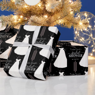 Black Minimalist Bridal Shower Personalised Wrapping Paper