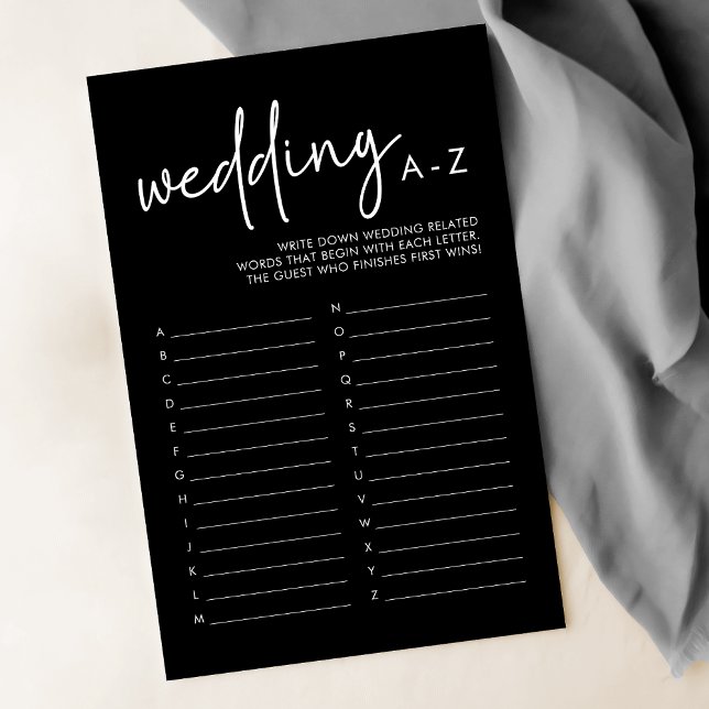 Black Minimalist Bridal Shower Wedding A-Z Game (Creator Uploaded)