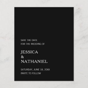 Black Minimalist Budget Wedding Save The Date