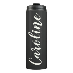 Black Minimalist Calligraphy Personalized Name Thermal Tumbler