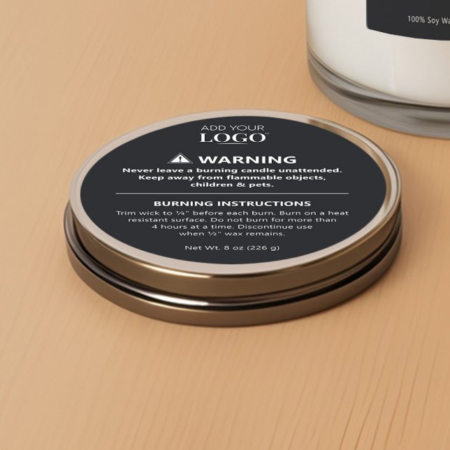 Black Minimalist Candle Safety Burn Instructions Classic Round Sticker (Creator Uploaded)
