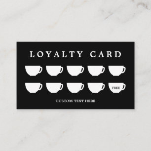 Black   Minimalist Coffee Cup Café Shop Loyalty Card