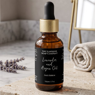 Black Minimalist Cosmetics Dropper Bottle Label