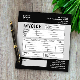 Black Minimalist Custom Business Invoice Logo Notepad