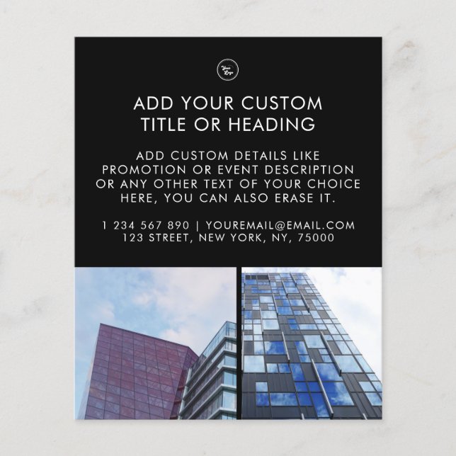 Black Minimalist Custom Business Logo 2 Photo Flyer (Front)