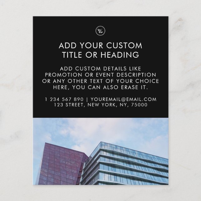 Black Minimalist Custom Business Logo & Photo Flyer (Front)
