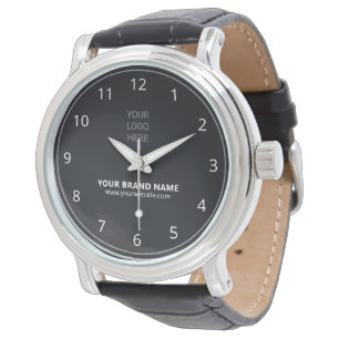 Black Minimalist Custom Company Logo Promotional Watch