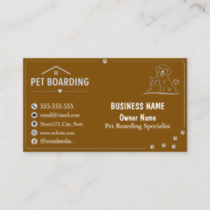 Black Minimalist Custom Pet Boarding  Business Card