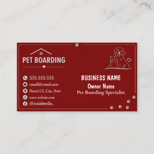 Black Minimalist Custom Pet Boarding Business Card