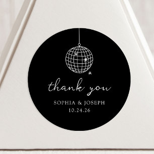 Black Minimalist Disco Ball   Wedding Classic Round Sticker