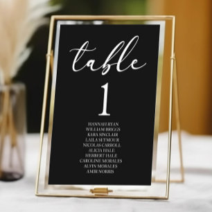Black Minimalist Elegant Classic Basic Wedding Table Number
