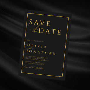 Black Minimalist Elegant Wedding Save The Date