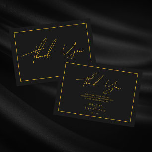 Black Minimalist Elegant Wedding Thank You Card