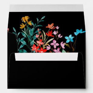 Black Minimalist Floral Wedding Reception with Envelope