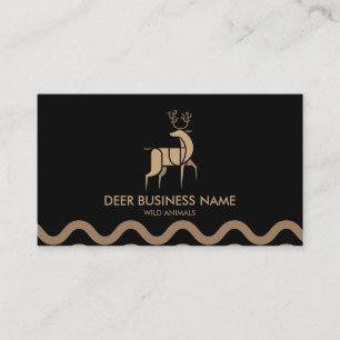 Black Minimalist Forest Animal Deer Business Card