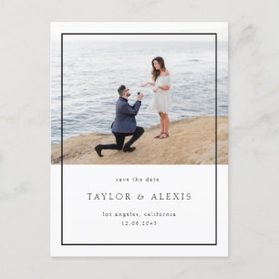 Black Minimalist Frame Photo Save the Date Postcard