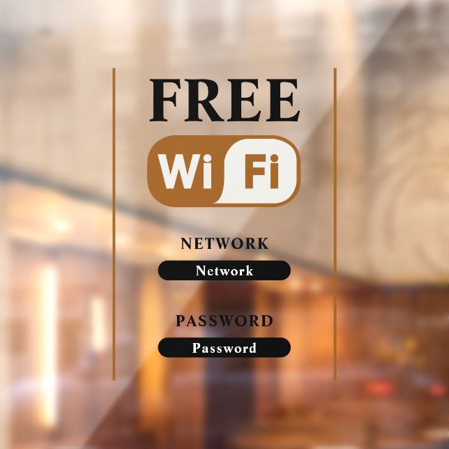 Black Minimalist Free Wifi Metal  Window Cling (Sheet 2)
