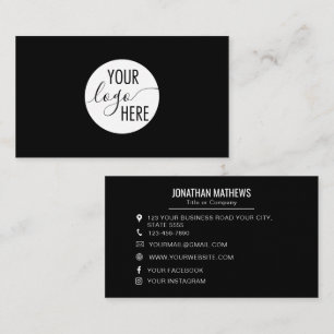 Black Minimalist Generic Professional Company Logo Business Card