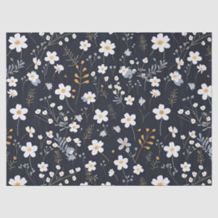 Black Minimalist Gentle Garden Wildflowers Nursery Tissue Paper
