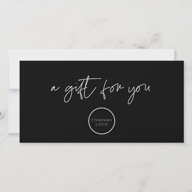 Black Minimalist Gift Certificate With Logo (Front)